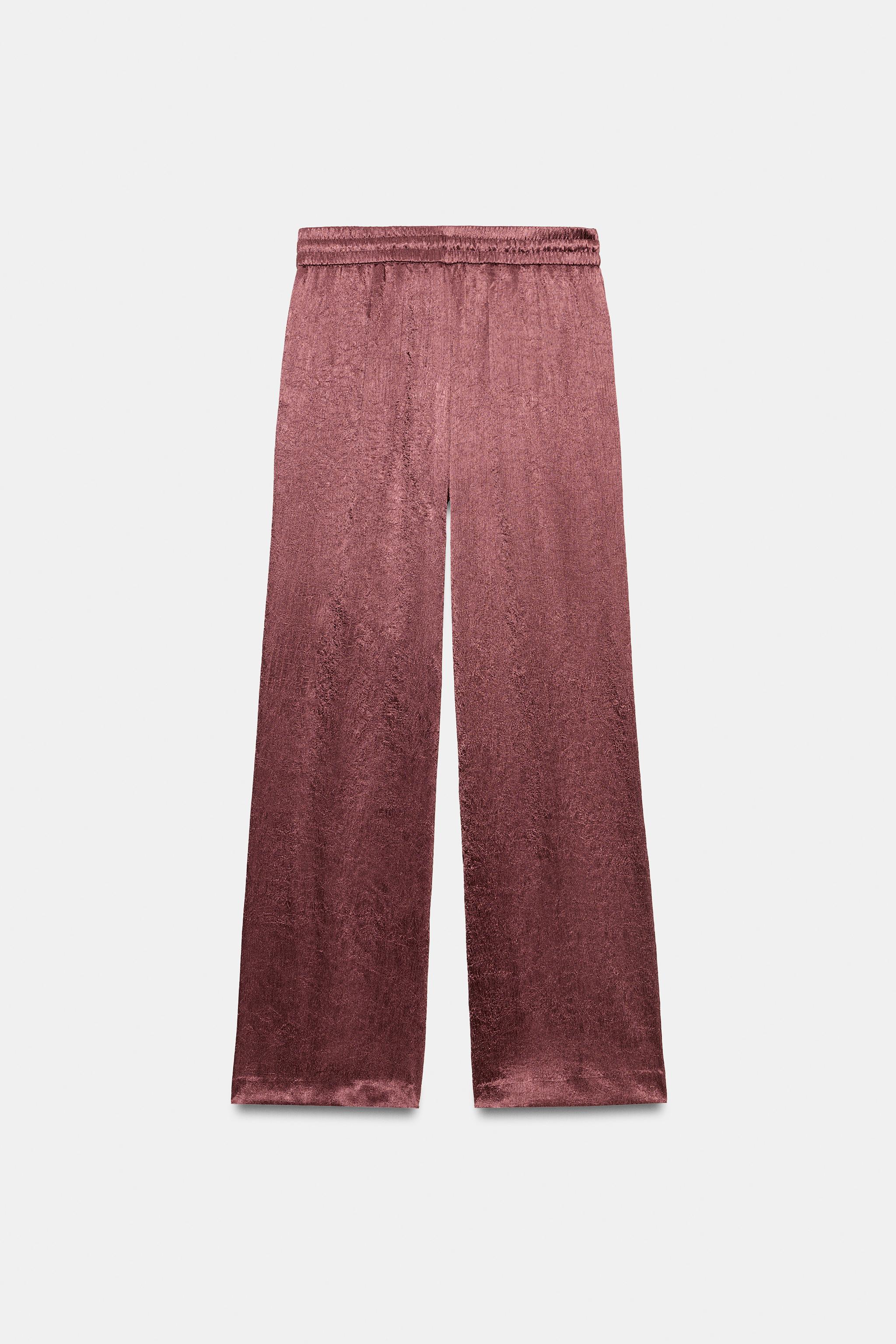 CRINKLED EFFECT WIDE LEG PANTS
